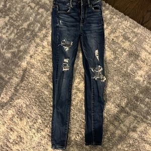 Size 2 American eagle high rise ripped skinny jeans gently worn